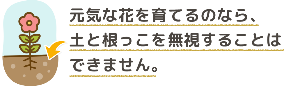 元気な花を育てるのなら、 土と根っこを無視することは できません。